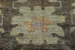 Close Up Brown Green Modern Turkish Oushak Rug 60387 by Nazmiyal NYC