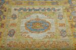 Close Up Decorative Garden Design Modern Turkish Oushak Runner Rug 60393 by Nazmiyal NYC