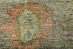 Close Up Green Earth Tone Modern Turkish Oushak Rug 60383 by Nazmiyal NYC