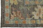 Corner Of Brown Green Modern Turkish Oushak Rug 60387 by Nazmiyal NYC
