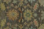 Details Brown Green Modern Turkish Oushak Rug 60387 by Nazmiyal NYC