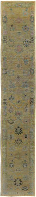 Earth Tone Modern Turkish Oushak Runner Rug 60391 by Nazmiyal NYC