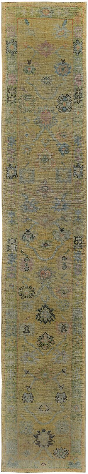 Earth Tone Modern Turkish Oushak Runner Rug 60391 by Nazmiyal NYC