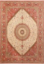 Fine Floral Medallion Vintage Persian Silk Qum Rug 70244 by Nazmiyal NYC