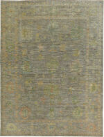 Green Earth Tone Modern Turkish Oushak Rug #60383 by Nazmiyal Antique Rugs