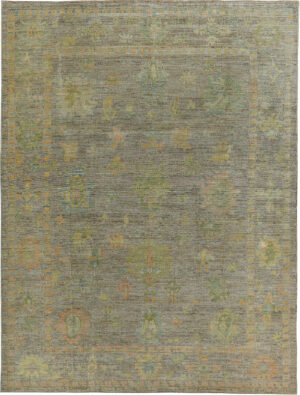 Green Earth Tone Modern Turkish Oushak Rug #60383 by Nazmiyal Antique Rugs