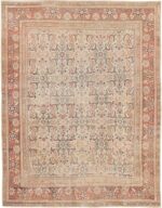 Ivory Herati Design Antique Persian Sultanabad Rug #42301 by Nazmiyal Antique Rugs