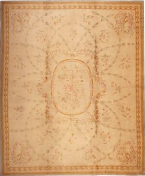 Large Floral Antique French Savonnerie Carpet #3204 by Nazmiyal Antique Rugs