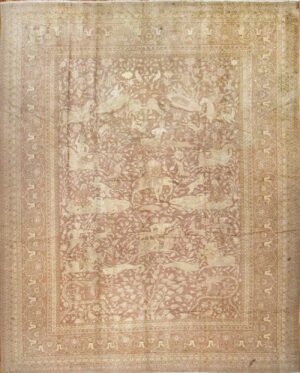 Large Shabby Chic Antique Amritsar Indian Hunting Rug #42296 by Nazmiyal Antique Rugs