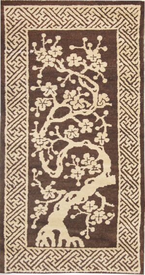 Small Scatter Size Brown Antique Chinese Peking Rug #1619 by Nazmiyal Antique Rugs