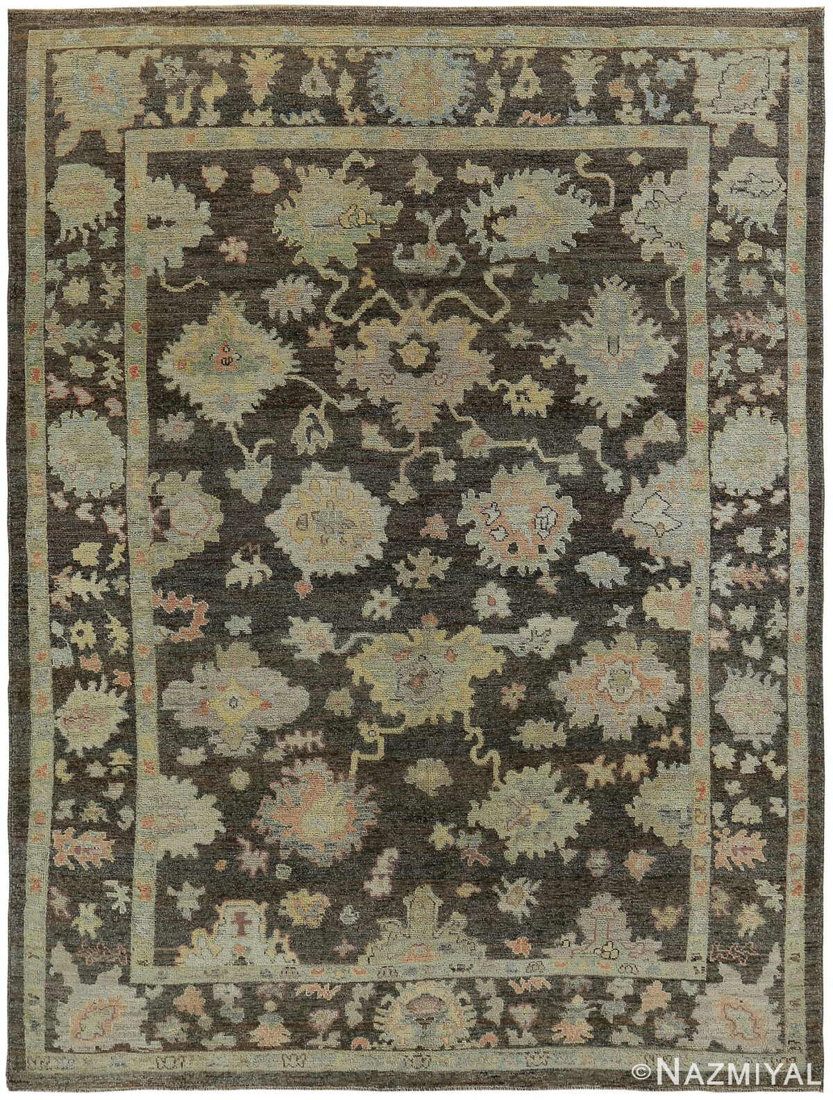 Brown Modern Turkish Oushak Rug 60382 by Nazmiyal NYC