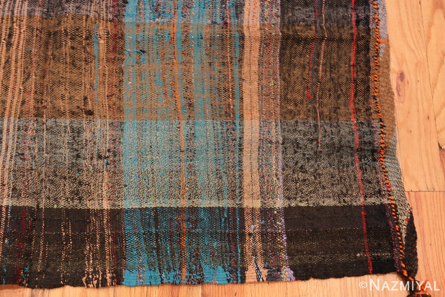 Corner Of Brown Vintage Persian Kilim Rug 60365 by Nazmiyal NYC