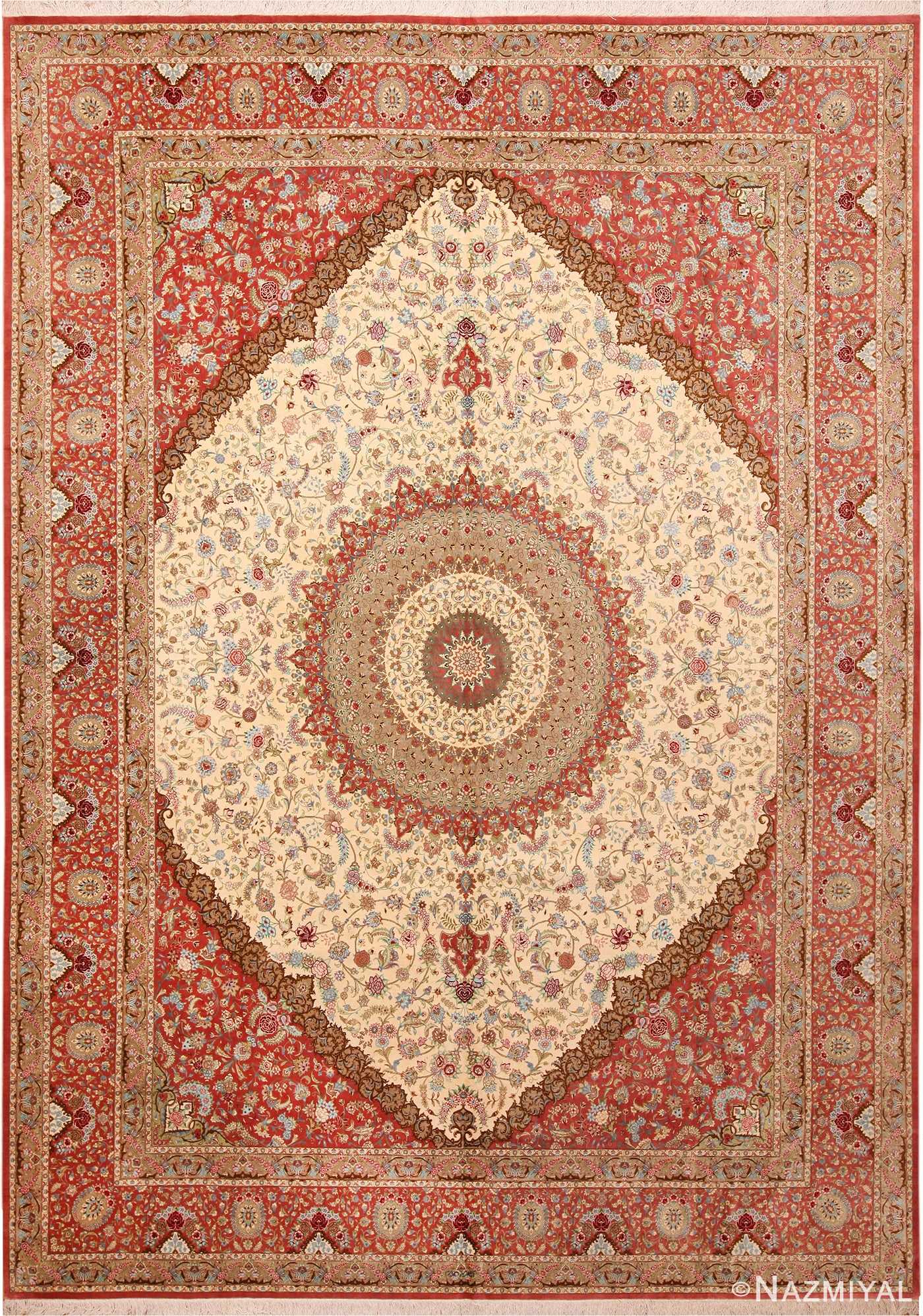 Fine Vintage Persian Silk Qum Rug 70244