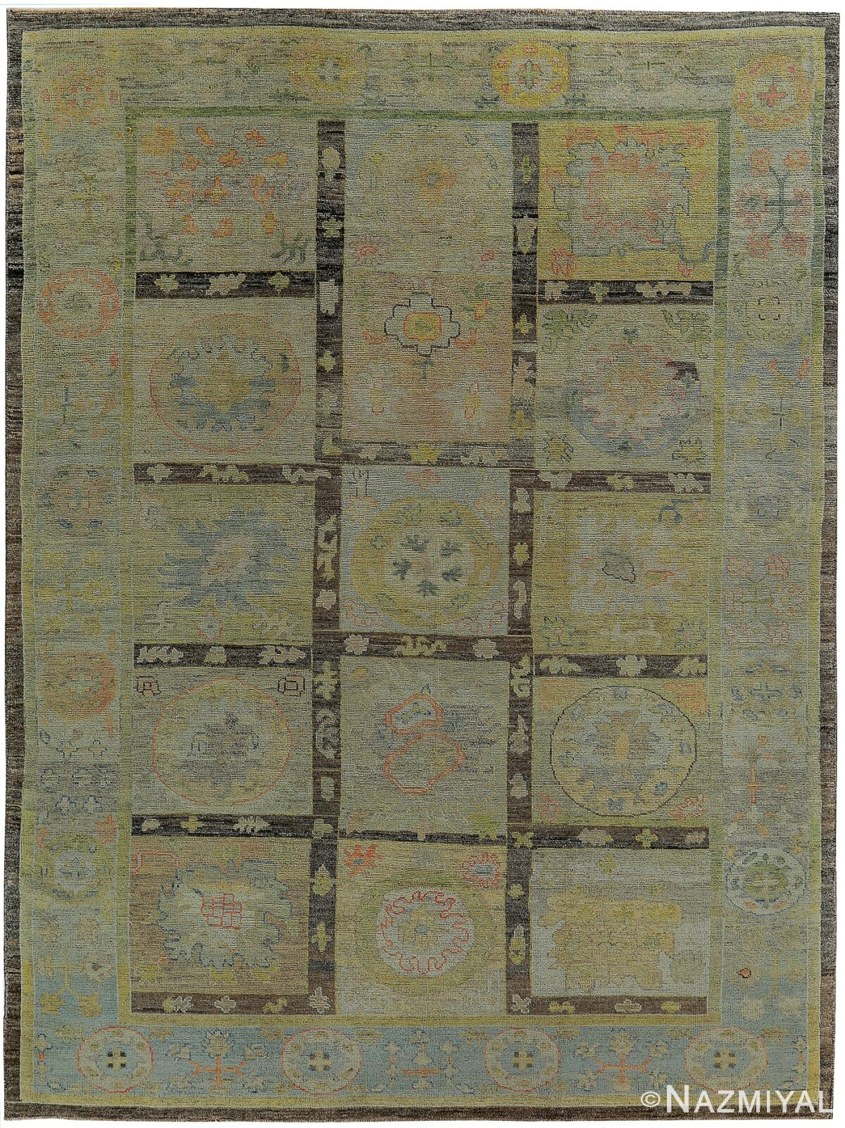 Garden Design Modern Turkish Oushak Rug 60389 by Nazmiyal NYC