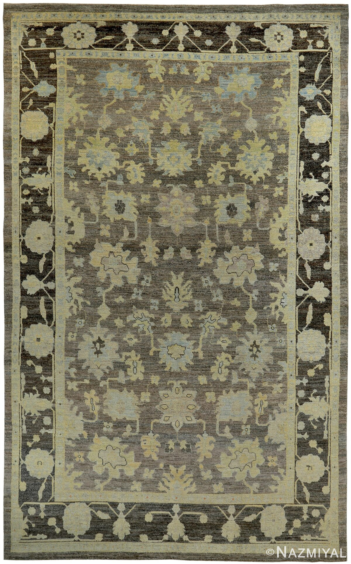 Large Green Modern Oushak Rug 60381 by Nazmiyal NYC