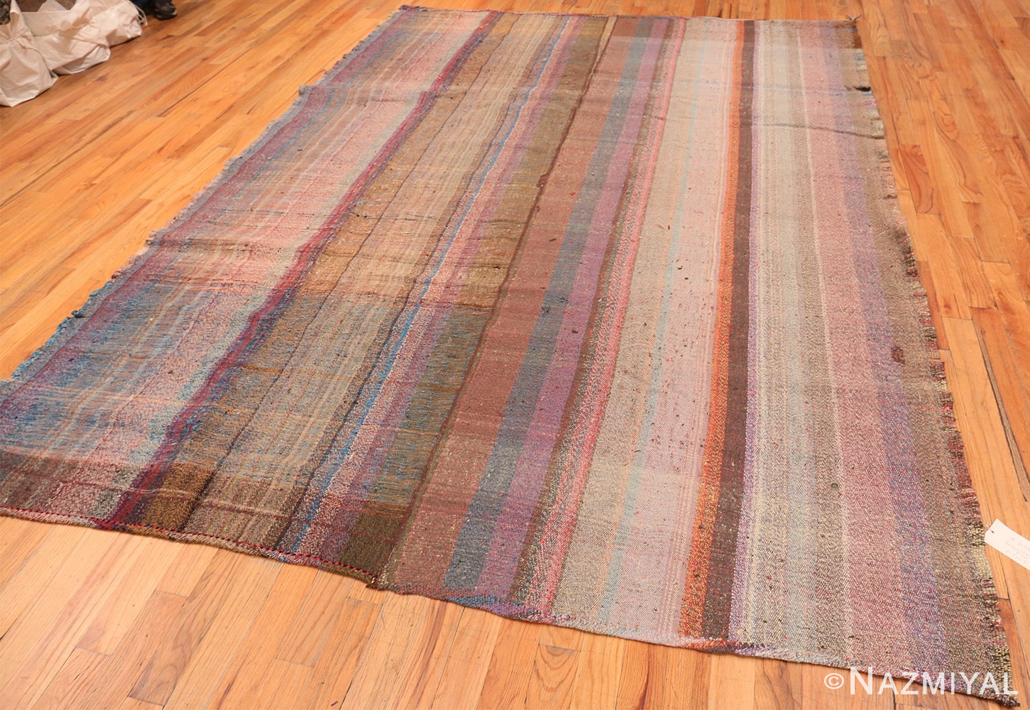 Whole View Of Striped Decorative Vintage Persian Kilim Rug 60368 by Nazmiyal NYC