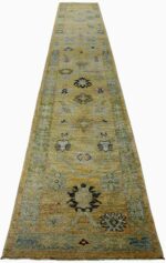 Whole View Of Earth Tone Modern Turkish Oushak Runner Rug 60391 by Nazmiyal NYC