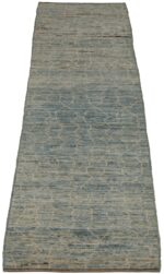 Whole View Of Soft Grey Blue Modern Moroccan Style Runner Rug 60323 by Nazmiyal