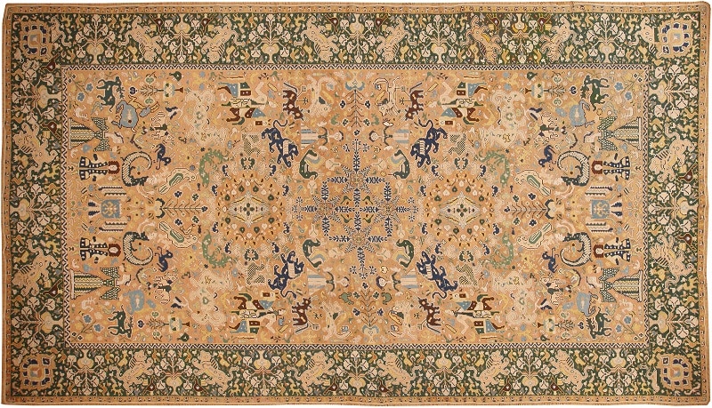 18th Century Antique Portuguese Needlepoint Arraiolos Rug 70644 by Nazmiyal NYC