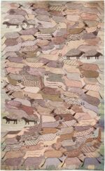 Animal Design Vintage Scandinavian Swedish Kilim Rug 70725 by Nazmiyal NYC