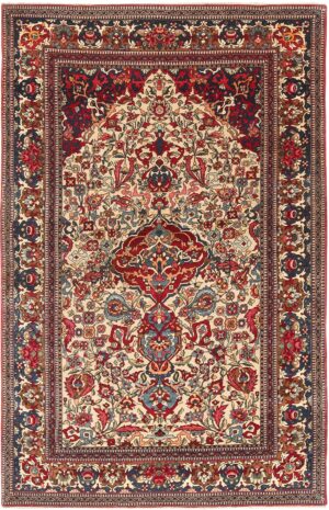 Antique Vase Design Persian Isfahan Prayer Rug 70766 by Nazmiyal NYC