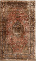 Antique Silk Persian Mythical Farahan Rug 70772 by Nazmiyal NYC