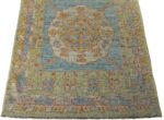 Bottom Of Decorative Garden Design Green Modern Turkish Oushak Runner Rug 60399 by Nazmiyal NYC