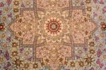 Center Of Square Silk Vintage Persian Qum Rug 70793 by Nazmiyal NYC