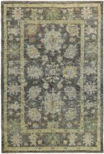 Charcoal Grey Background Modern Turkish Oushak Rug 60412 by Nazmiyal NYC