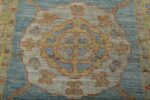 Close Up Decorative Garden Design Green Modern Turkish Oushak Runner Rug 60399 by Nazmiyal NYC