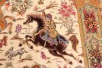 Close Up Hunting Design Vintage Persian Silk Qum Rug 70781 by Nazmiyal NYC