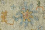 Close Up Light Green Floral Modern Turkish Oushak Rug 60408 by Nazmiyal NYC