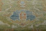 Close Up Light Green Modern Turkish Oushak Runner Rug 60400 by Nazmiyal NYC