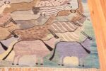 Corner Of Animal Design Vintage Scandinavian Swedish Kilim Rug 70725 by Nazmiyal NYC