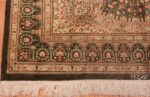 Corner Of Fine Floral Silk Vintage Persian Qum Rug 70791 by Nazmiyal NYC