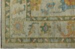 Corner Of Light Green Floral Modern Turkish Oushak Rug 60408 by Nazmiyal NYC