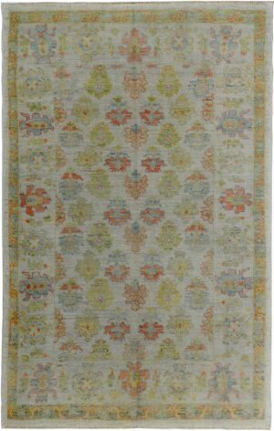Decorative Soft Green Modern Turkish Oushak Rug 60404 by Nazmiyal NYC
