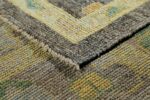 Details Charcoal Grey Background Modern Turkish Oushak Rug 60412 by Nazmiyal NYC