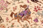 Details Hunting Design Vintage Persian Silk Qum Rug 70781 by Nazmiyal NYC
