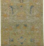 Details Light Green Modern Turkish Oushak Runner Rug 60400 by Nazmiyal NYC