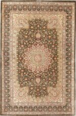 Fine Floral Silk Vintage Persian Qum Rug 70791 by Nazmiyal NYC
