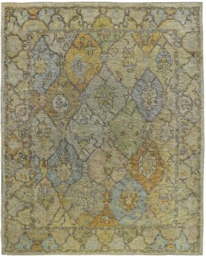 Garden Design Floral Modern Turkish Oushak Rug 60411 by Nazmiyal NYC