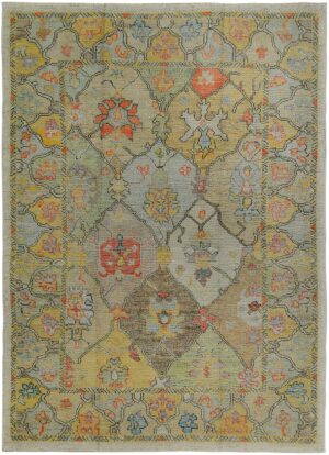 Garden Design Modern Turkish Oushak Rug 60403 by Nazmiyal