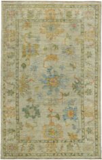 Light Green Floral Modern Turkish Oushak Rug 60408 by Nazmiyal NYC