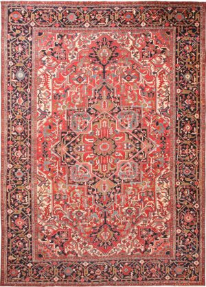 Big Geometric Antique Persian Heriz Rug #70774 by Nazmiyal NYC