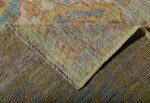 Pile Of Decorative Garden Design Green Modern Turkish Oushak Runner Rug 60399 by Nazmiyal NYC