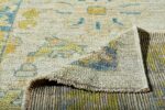 Pile Of Green and Blue Modern Turkish Oushak Runner Rug 60402 by Nazmiyal NYC