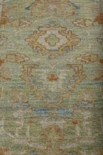 Texture Of Light Green Modern Turkish Oushak Runner Rug 60400 by Nazmiyal NYC