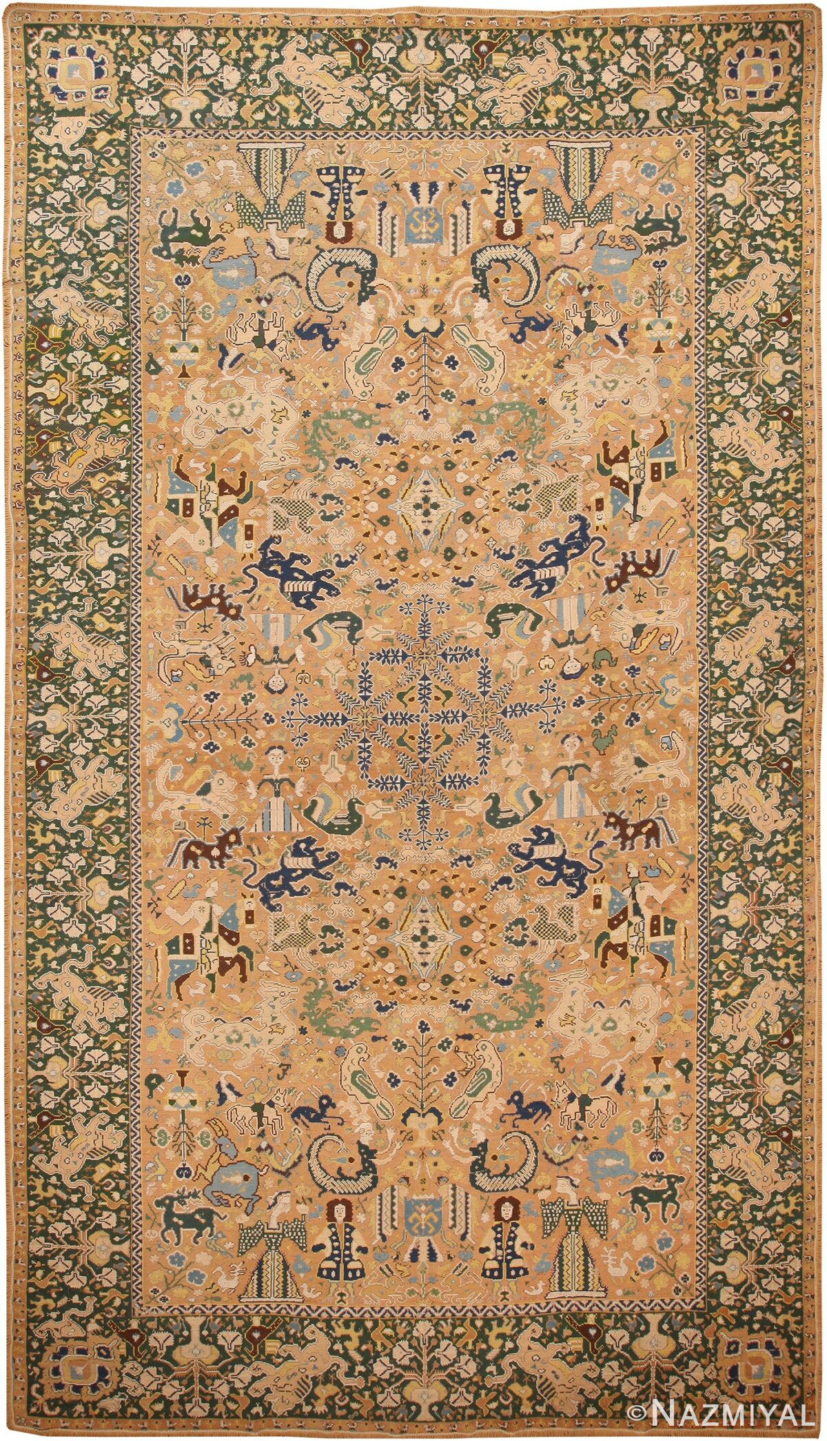 18th Century Antique Portuguese Needlepoint Arraiolos Rug 70644 by Nazmiyal NYC