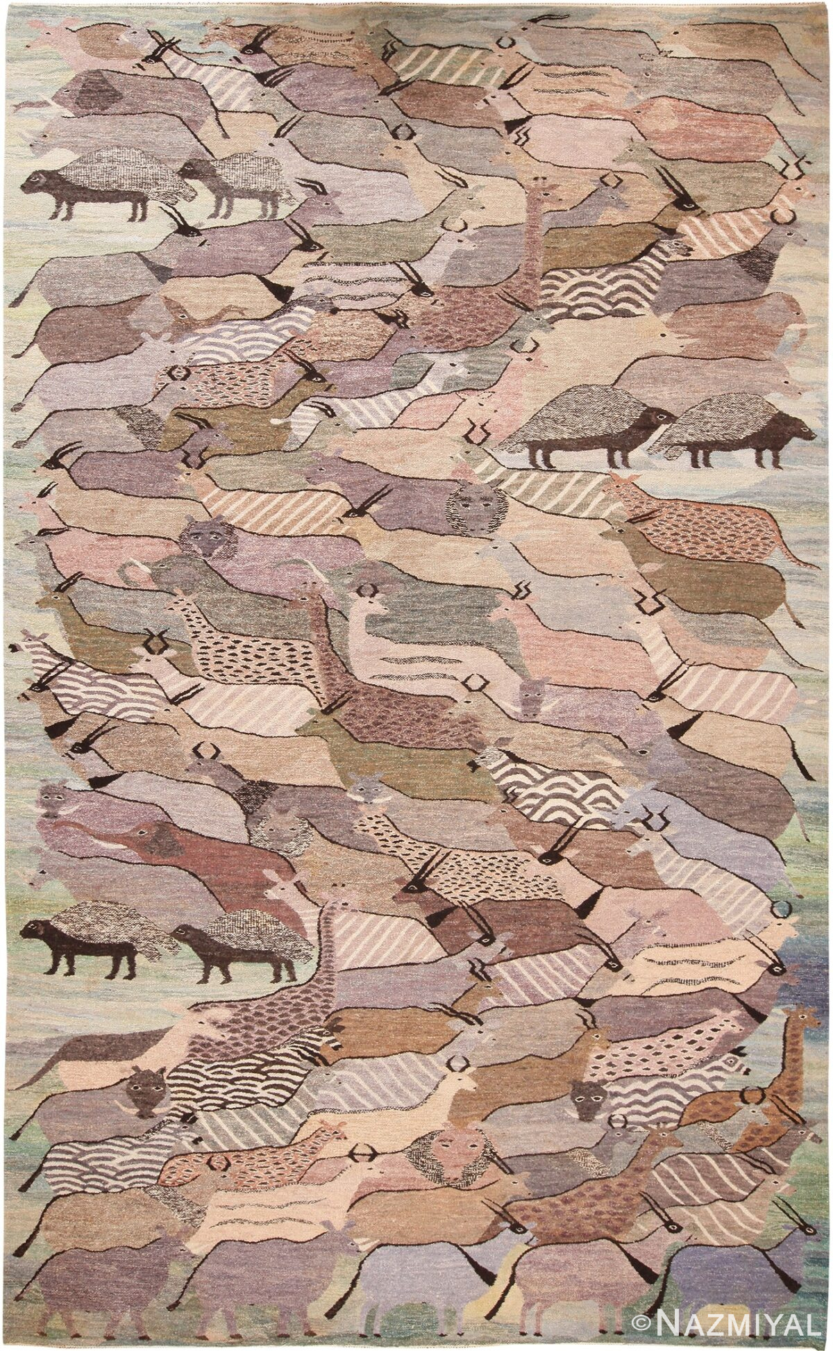Animal Design Vintage Scandinavian Swedish Kilim Rug 70725 by Nazmiyal NYC